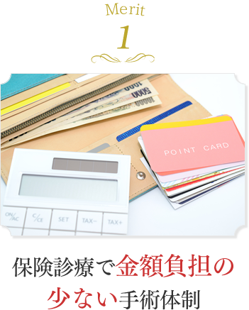 Merit1 保険診療で金額負担の少ない手術体制